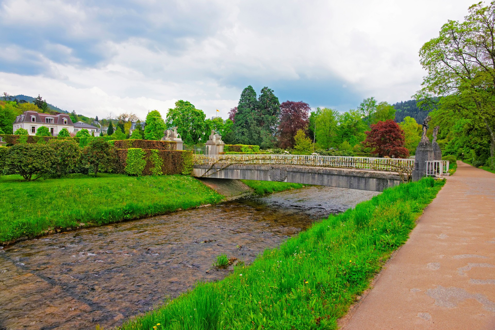 Bridge and river in Lichtentaler Allee park in Baden-Baden